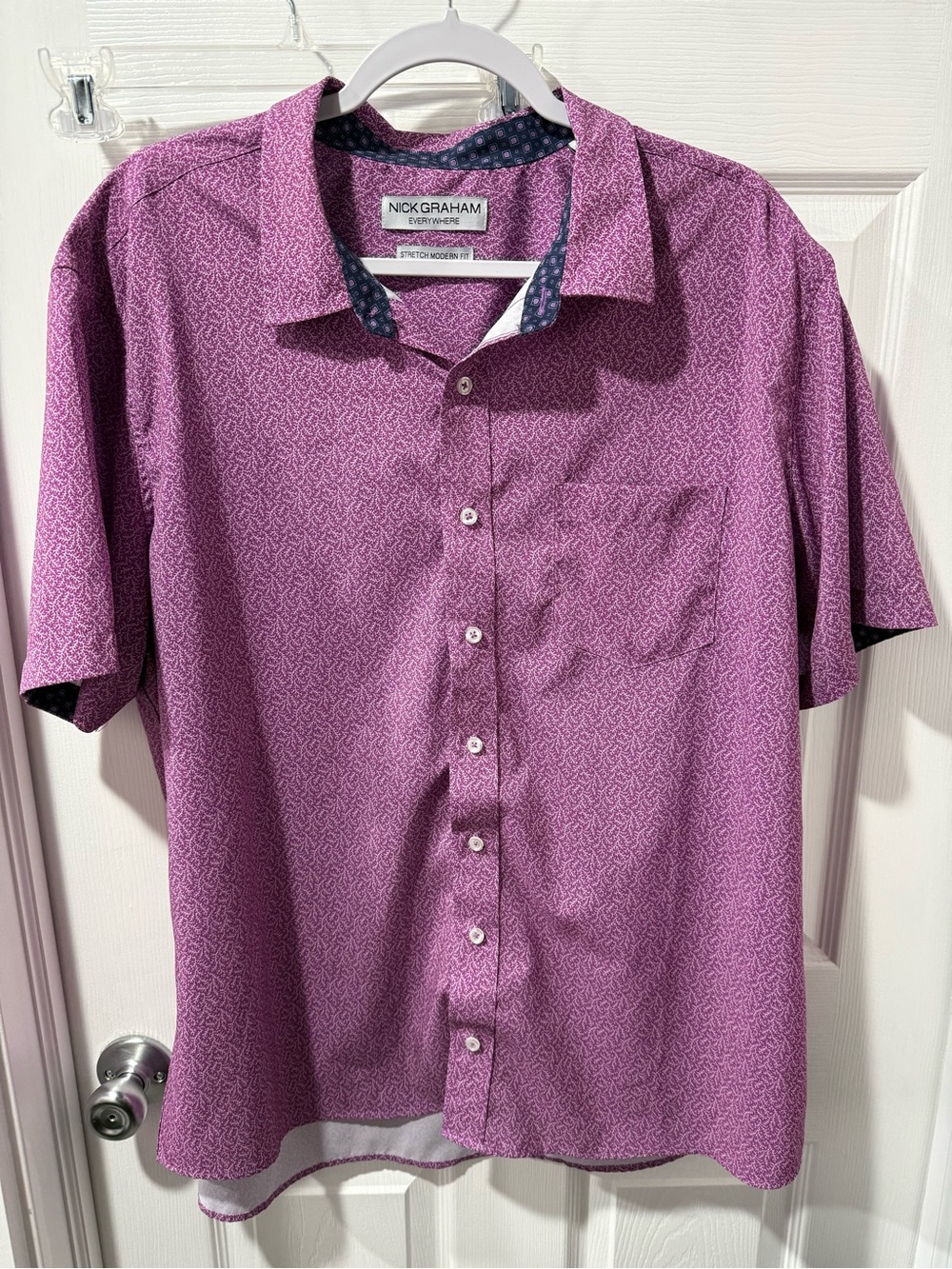 Nick Graham Men's Short-Sleeve Button-Down Shirt in Purple